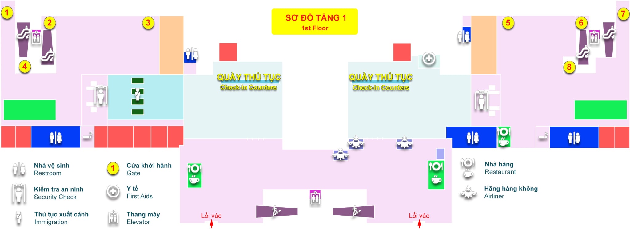 Sơ đồ tầng 1 sân bay Trà Nóc (Cần Thơ)